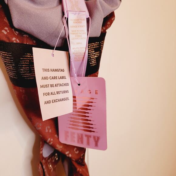 New Savage X Fenty maroon red animal print halter bodysuit size small - Picture 4 of 12